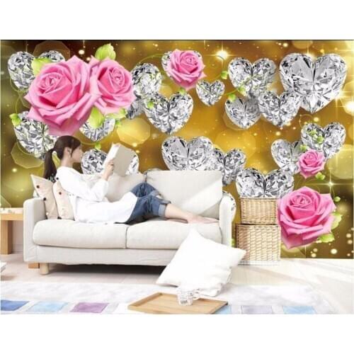 Custom photo designs 3d wall murals wallpaper picture Romantic rose diamonds landscape decor painting wallpapers for living room