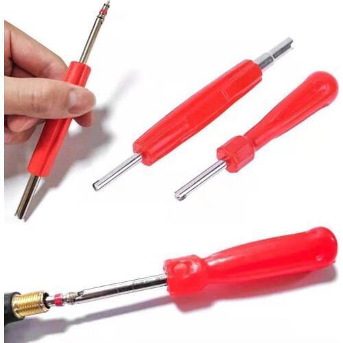 Car Portable Valve Core Remover Wrench Plastic Handle Iron Plated Wrench Core Bike Bicycle Motorcycle Tire Repair Tools