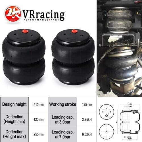 2 Pieces Standard 2600 lb Air Ride Suspension Bag Double Bellows 1/2"npt Single Port For Ford F150/F250
