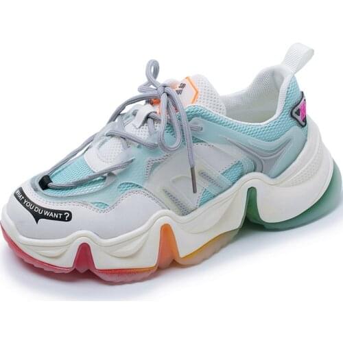 RASMEUP Rainbow Bottom Women Sneakers 2020 Fashion Running Daddy Mesh Women Shoes Patchwork Trainers Famale Footwear