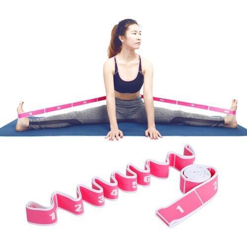 Split Stretching Yoga Stretch Strap With 8 Loops Elastic Nylon Latex Latin Dance Band Toughness Training Tool