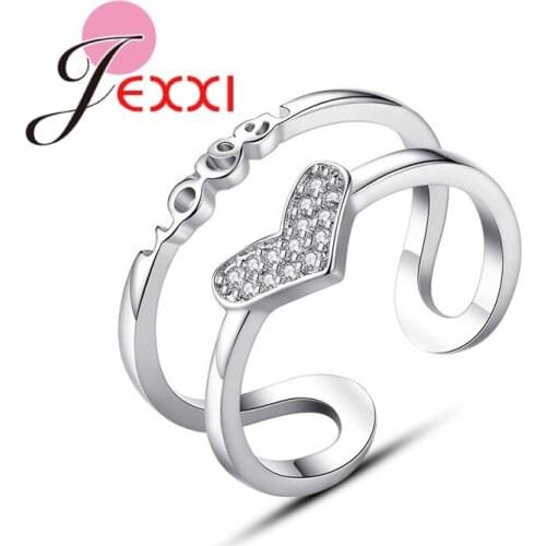 Passionate Love Shape Crystal Stone Opening Ring 925 Sterling Silver CZ For Bridal Wedding Ceremony And Proposal Jewelry