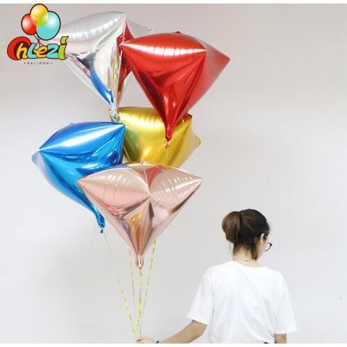 20pcs 24 inch Diamond Balloon 4D Cube Balloon Unique Metallic Circle Mylar Foil Backdrop Bridal Shower Birthday Wedding decor