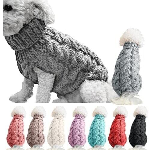 Winter Knitted Dog Clothes Warm Jumper Sweater For Small Large Pet Clothing Coat Knitting Crochet Cloth Jersey Dropshipping