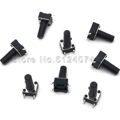 100pcs/lot 6*6*12MM touch switch SMD 4pin micro/key switch button 6x6x12 copper pin