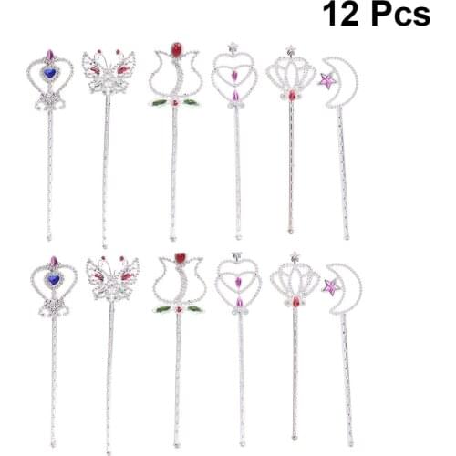 12pcs Lovely Wands Rose Heart Design Angel Fairy Stick for Girls Birthday Party Cosplay Wedding Cosplay Costum