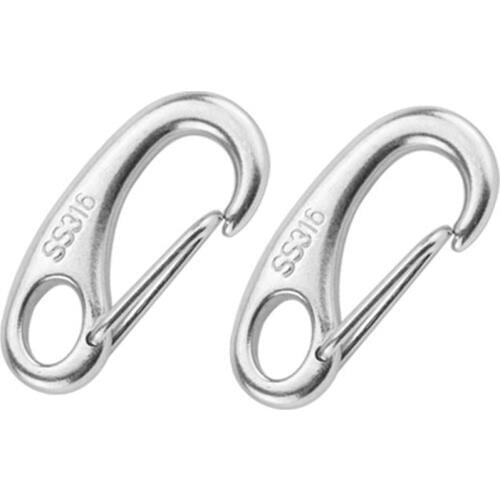 2PCS Boat Marine Stainless Steel Egg Shape Spring Snap Hook clips Quick Link Carabiner Buckle