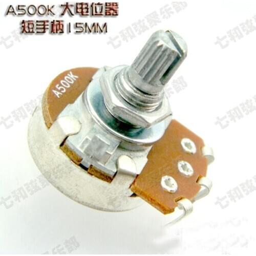 3 Pcs Full Size A500K Short Split shaft 15mm ELectric Guitar Bass Volume Tone Pots Potentiometer