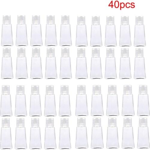40pcs 30ml Trapezoidal Empty Hand Sanitizer Bottles Refillable Plastic Container Transparent Gel Bottle