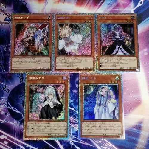 5pcs/set Yu Gi Oh Ash Blossom Joyous Spring Moonlit Chill DIY Colorful Toys Hobbies Collectibles Game Collection Anime Cards