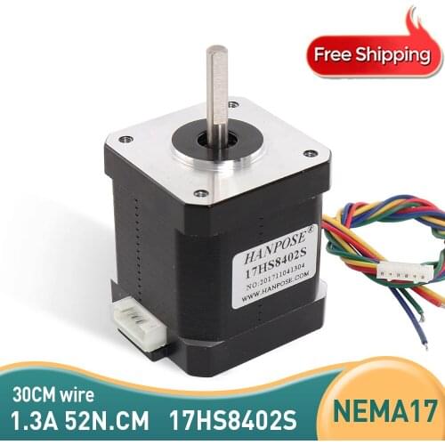 Free Shipping 4-lead Nema17 stepper motor 48mm 1.3A 52N.CM motor 17HS8402S 42 Series motor for Various instrument accessories