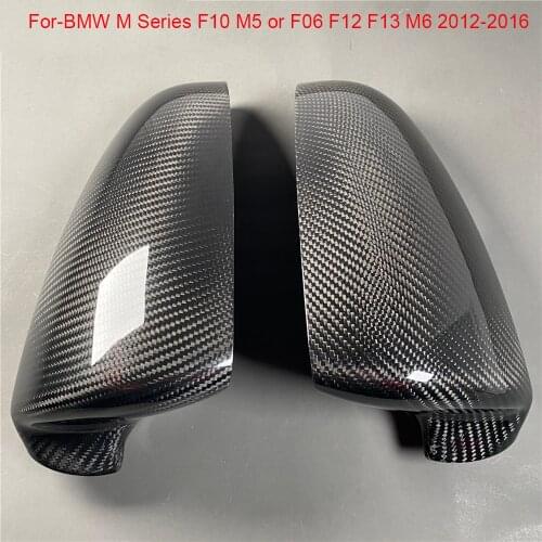 For-BMW M Series F10 M5 or F06 F12 F13 M6 2012-2016 Stick on Carbon Fiber LH+RH Mirror Cover Body Side Covers Car Accessories