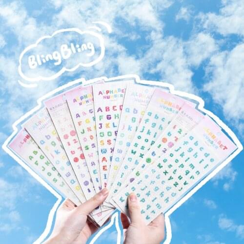 JIANWU 2 Sheets Colors English Alphabet Digital PET Stickers Creative DIY Journal Materials Decor Stickers Supplies Accessories