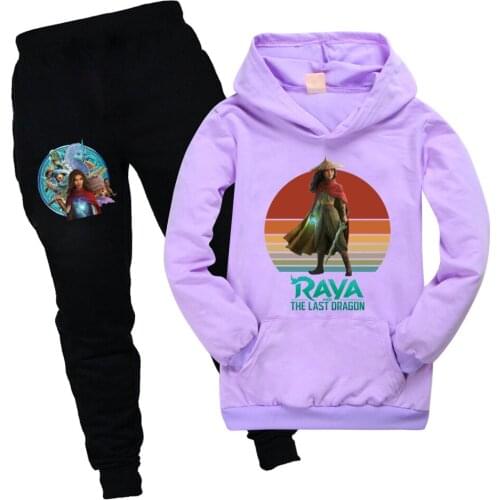 Kids Girls Clothes Sets Cartoon Raya and The Last Dargon Tracksuit Cotton Hoodies + Pants Children Long Sleeve Pullovers Outfits