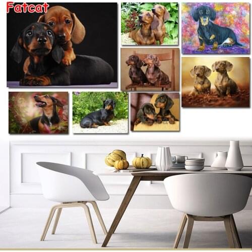 Diy 5d diamond painting Dachshund rhinestones square drill diamond embroidery animal cute Dog cross stitch mosaic pattern PP073