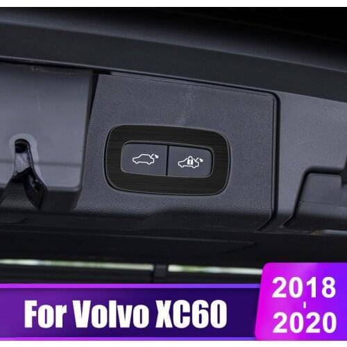 For Volvo XC60 2018 2019 2020 Car Trunk Switch Control Button Frame Decorative Cover Trim Stainless Steel Accessories