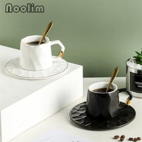 European Ceramic Coffee Mug Porcelain Simple Afternoon Tea Cup with Saucer and Spoon Set Office Milk Juice Mug Drinkware 175ML