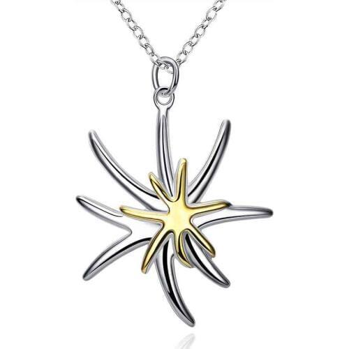 Hot sell NEW!! silver necklaces & pendants Separations Starfish collier plastron Personalized CP026