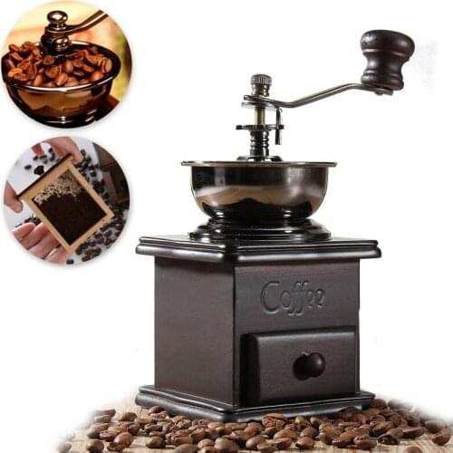 Classical Wooden Manual Coffee Grinder Hand Stainless Steel Retro Coffee Spice Mini Burr Mill With High-quality Ceramic