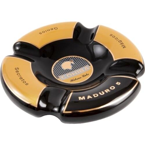 COHIBA Classic Round Cigar Ashtray Holder Cohiba High-End China Ceramic 4 Slots Ceramic Ashtray Cigar Smoking Sets Accessories