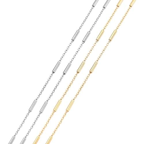 2 Meters 316L Stainless Steel Cross Chain Gold Tone Clip Beads Tube Bulk Chain Fit DIY Necklace Jewelry Making Findings Crafts