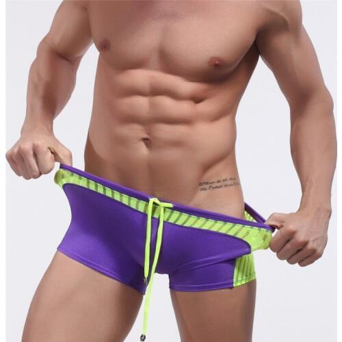 Gay Men Swimwear Shorts Low Waist Sunga Swimsuit Sport Beach Swimming Trunks Male Swim Surf Bathing Suit Sexy Pouch Underpants