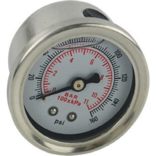 0-160 psi small Oil Pressure Gauge Fuel Gauge universal 1/8 NPT Oil Fuel Pressure Gauge Liquid Filled Polished Case