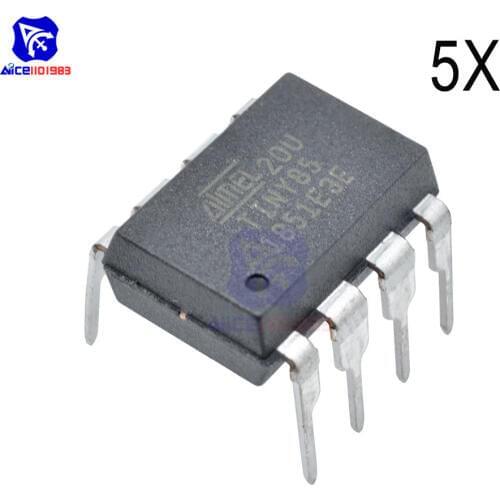 Diymore 5 PCS/Lot IC Chips ATTINY85-20PU ATTINY85 MCU 8BIT ATTINY 20MHZ 8 Pin DIP-8 ATTINY85 Microcontroller Integrated Cricuits