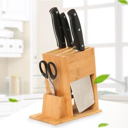 Multifunction Bamboo Knife Block Rest Rack Stand Kitchen Knives Storage Tool Holder Large Capacity Cooking Accessories LF434