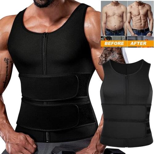 Men Waist Trainer Vest Neoprene Sauna Suit for Men Waist Trainer Vest Zipper Body Shaper with Adjustable Tank Top Faja Shapewear
