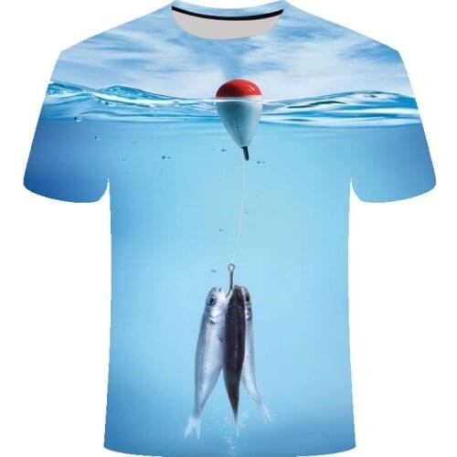 2020 new fishing t-shirt style casual 3D printing digital fish t-shirt mens t-shirt summer short-sleeved o-neck top