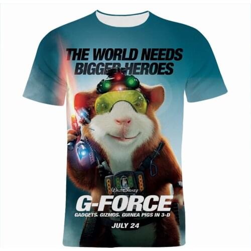 2021 New Summer Men T-shirts Cartoon Anime Disney G-Force 3D Print Boy Girl Kids Clothes Short Sleeve Women Tee Shirt