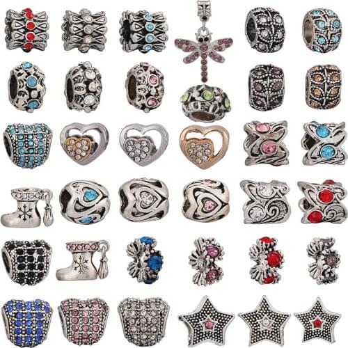 2Pcs/Lot New Antique Silver-plated Beaded Pendants Suitable For Making Branded Womens Bracelets And Childrens Gift Sets C3-1