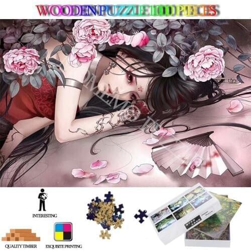 The Girl Jigsaw Picture Puzzle 1000 Pieces Wooden Jigsaw Puzzles for Adults DIY Assembly Puzzle Toys 1000 Pieces Wooden Puzzle
