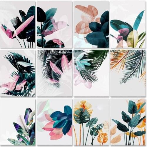 PhotoCustom 40x50cm Acrylic Paint By Numbers Leaf Oil Painting By Numbers On Canvas Plant Frameless DIY Home Decor Unique Gift