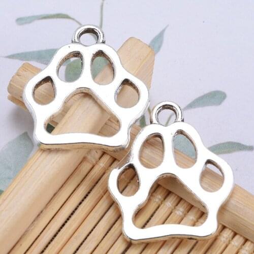 30pcs/Lot Dog Claw Bear Paw Charm Silver Color Pendant Fit Diy Aesthetics Accessories Handmade Jewellery Making Crafts Wholesale