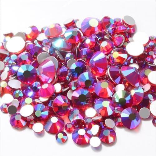 SIAM AB Mixed Sizes 3D Glass Nail Art Rhinestone Flatback Crystal Strass Nails Stones DIY Jewelry Garment Accessories SS6-SS20