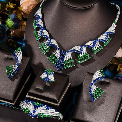 Soramoore High Quality Luxury Vintage golden Necklace Bangle Earrings Ring for Women Bridal Wedding Party Gorgeous Jewelry Set