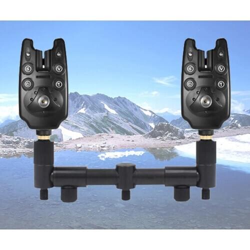 Aluminum Alloy Fishing Rod Bite Alarm Holder 2 Head Telescopic Carp Fishing Pole Buzz Bar Stand Fish Tool Accessories