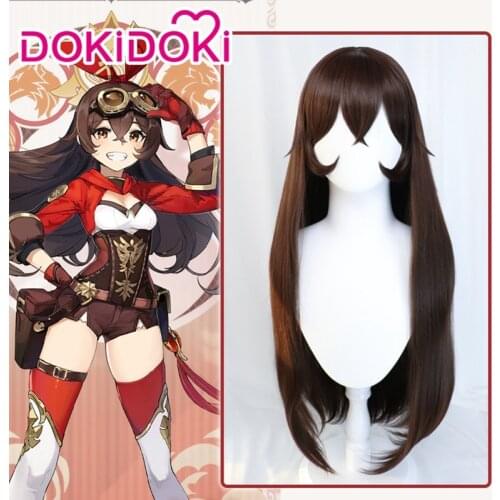 DokiDoki Game Genshin Impact Cosplay Halloween Amber Cosplay Wig Genshin Impact Amber Cosplay Hair