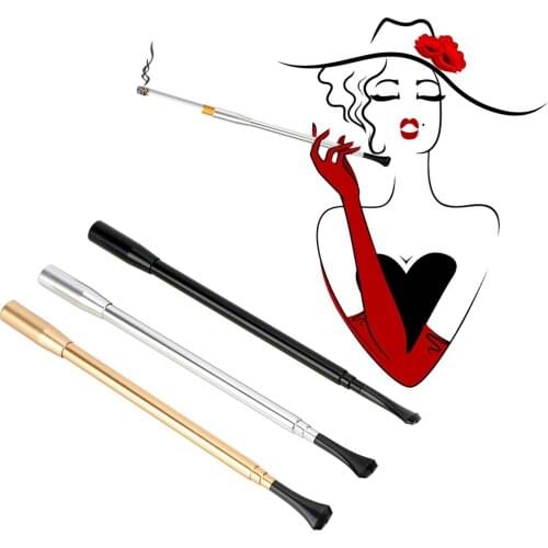Retractable Cigarette Holder Aluminum Alloy Womens Long Series Smoking Pipe Portable Cigarette Accessories