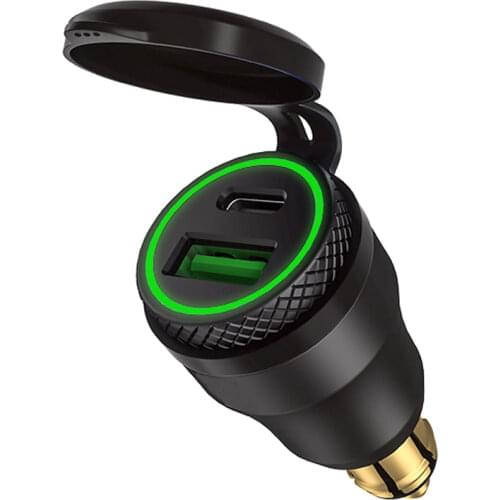 Aluminium Type-C PD Power Delivery USB Charger 30W QC 3.0 Quick Charger Waterproof for Hella DIN Socket BMW Ducati Triumph