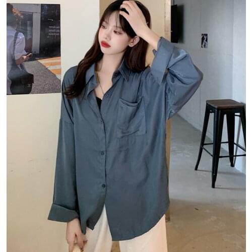 Womens Casual Loose Shirt Blouse Tops Long Sleeve Thin Shirt