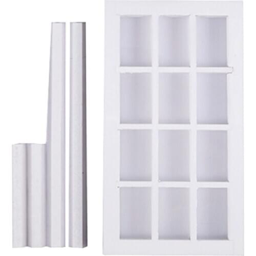 1:12 Scale Wooden Miniature Dollhouse 12 field Window frame White