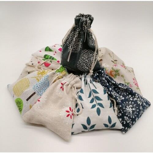 300pcs Pattern Style Jute Bag Sack Cotton Bag Drawstring Christmas Gift Bags for Jewelry Gift Packaging Bags Wedding Pouches Diy