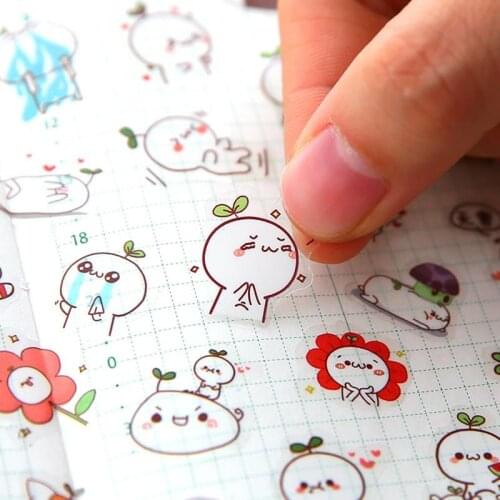 6pcs/lot Waterproof Cartoon Cute Transparent Diy Decoration Stickers Korea Hand account Stickers Kawaii Plastic Stickers
