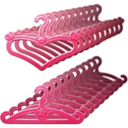 60 Pcs/Lot Cute Pink Mix Hangers Accessories For Barbie Clothes Dress Outfit Skirt Shoes Doll Pretend Play House Girls9 Gift