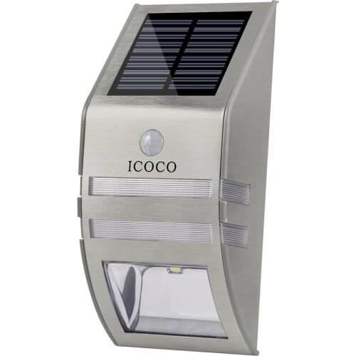 6000-7000K 50Lm 90 Degree Detection Long Lighting Hour Waterproof Stainless Steel Solar Wall Light With Pir Sensor Home Care