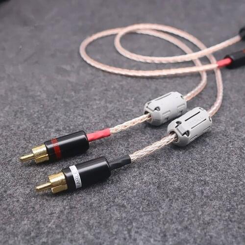 8-core OCC HIFI audio line 2 minutes 2 RCA silver-plated mixed signal line rca to rca audio cable