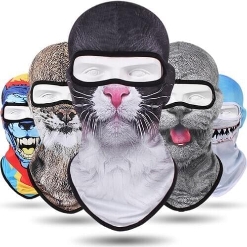 3D Cat Dog Cute Animal Balaclava Motorcycle Motocross Moto Skiing Snowboard Hat Helmet Liner Biker Full Face Mask Cap Men Women
